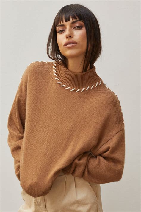 contrast stitching sweaters